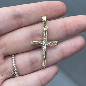 14K gold cross pendant